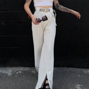 Manière De Voir Split Hem Chain Belt Pants